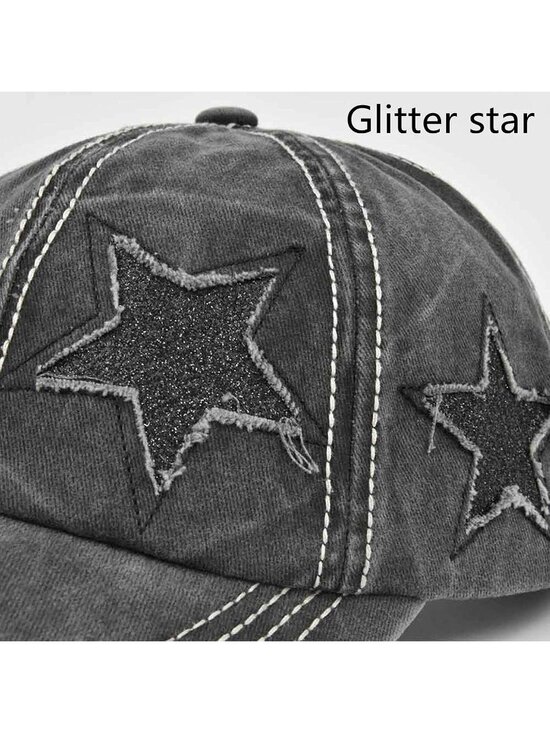 〽️Women\'s Star Black High Ponytail Baseball Cap Trucker Bad Hair Day Adjustable main image 6